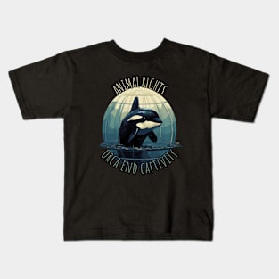 orca end captivity, animal rescuer, animal rights, gift present ideas Kids T-Shirt